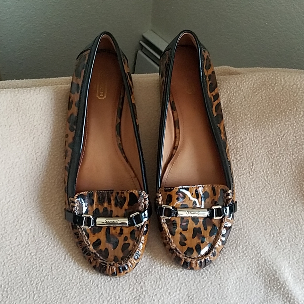 Coach parent leather animal print loafers